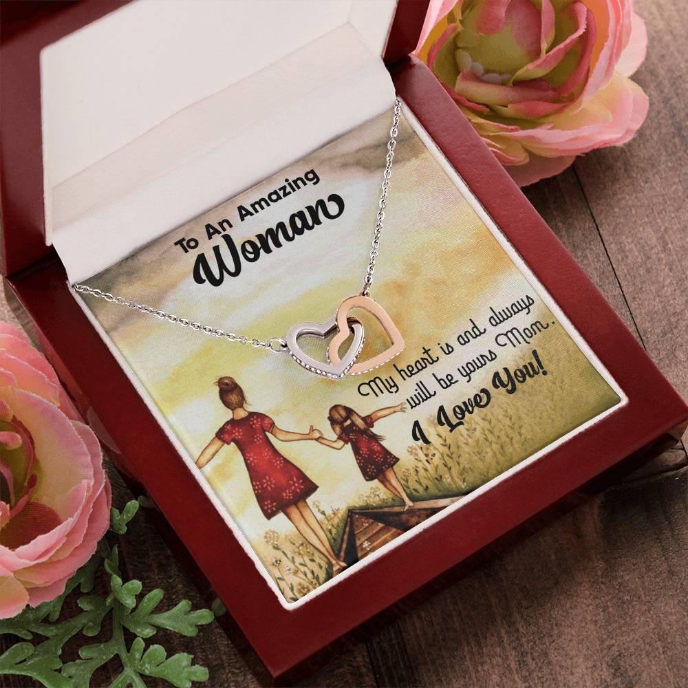 To An Amazing Woman Interlocking Hearts Necklace
