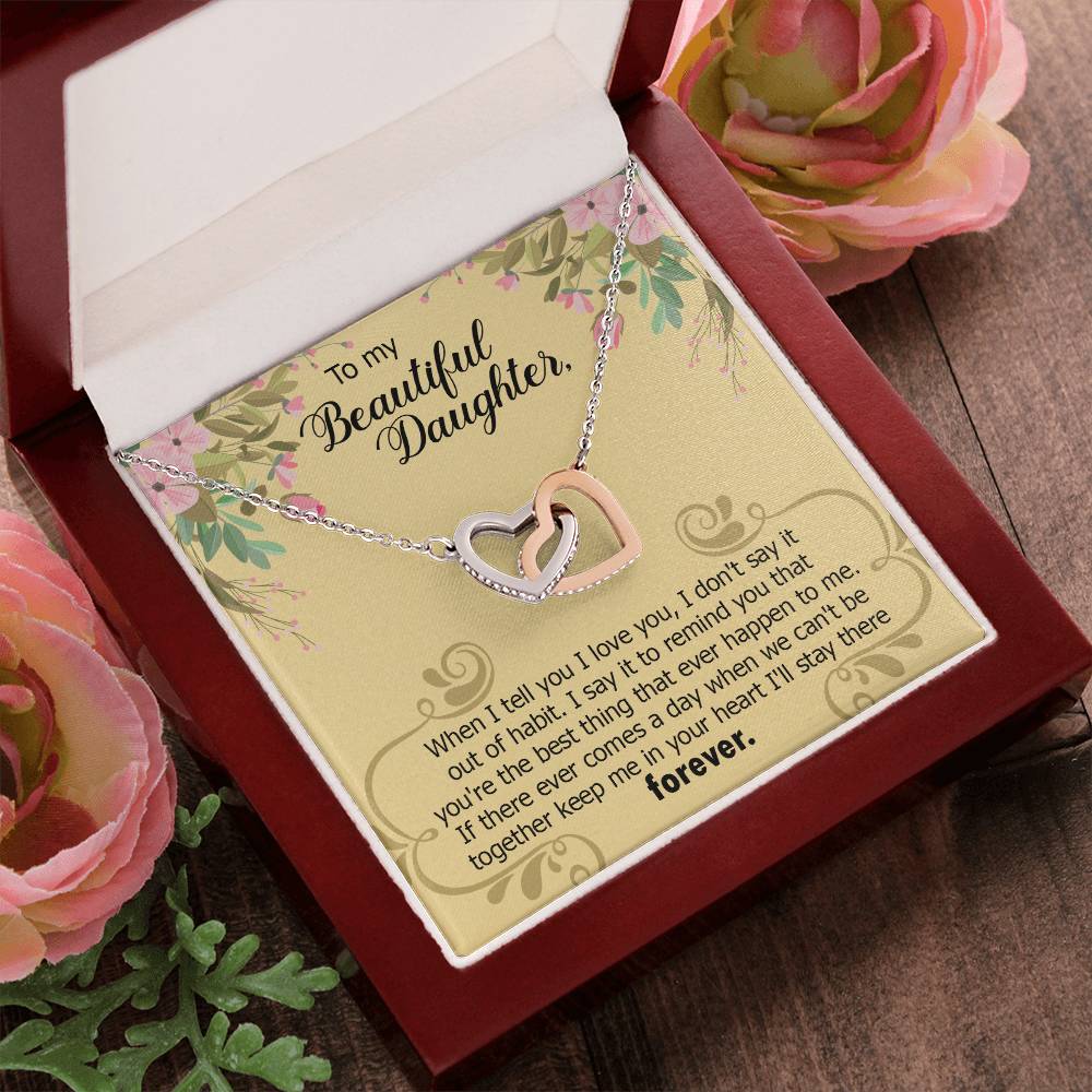 To My Beautiful Daughter Forever Necklace Interlocking Hearts Necklace