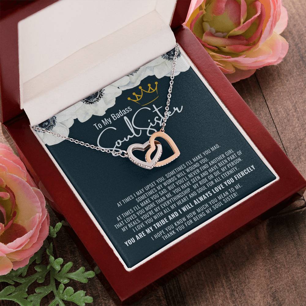 To My Badass Soul Sister Necklace Soul Sister Necklace Remember Whose Bestie You Are And Straighten Your Crown Interlocking Hearts Necklace