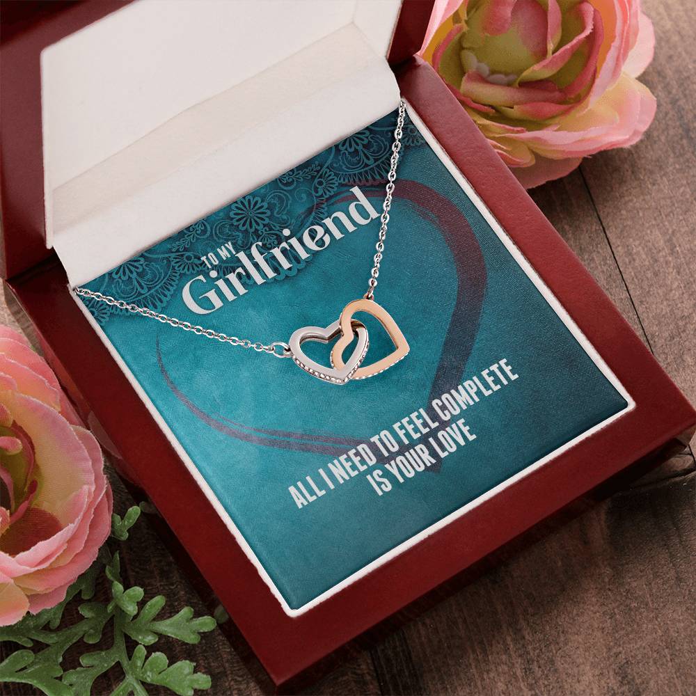 All I Need To Feel Complete Is Your Love - Interlocking Hearts For Girlfriend Interlocking Hearts Necklace