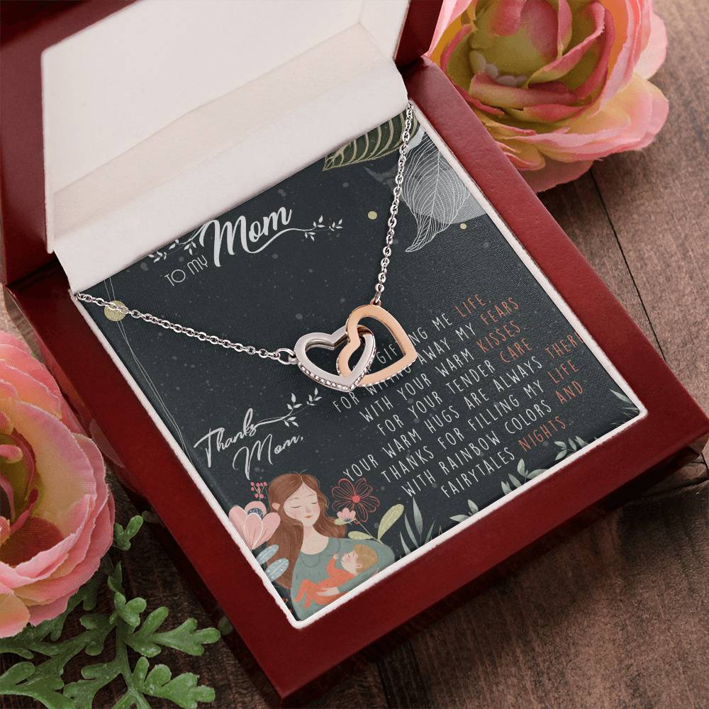 To My Mom Interlocking Hearts Necklace Message Card