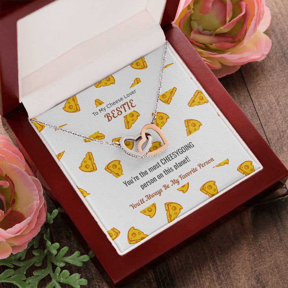 Necklace Gift For Cheese Lover Bestie Cheesy Gift Cheesy Card Cheese Hamper Cheese Lover Gift Birthday Gift For Bestie Interlocking Hearts Necklace