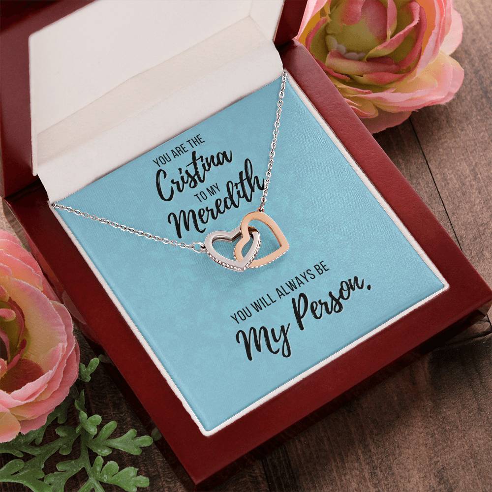 You Are The Cristina To My Meredith Necklace Grey'S Anatomy Best Friend Gift Grey Anatomy Gift You’Re My Person Necklace Interlocking Hearts Necklace