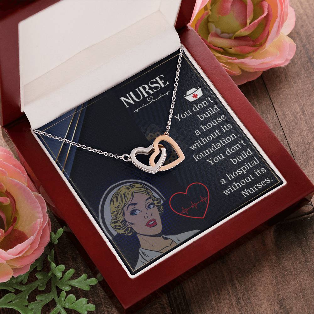 Never Ending Love For Nurse -Wife -Girlfriend Interlocking Hearts Necklace