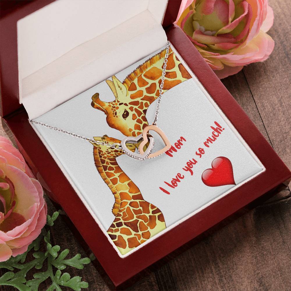Mom I Love You So Much Two Hearts Embellished With Cubic Zirconia Stones Interlocked Together Interlocking Hearts Necklace
