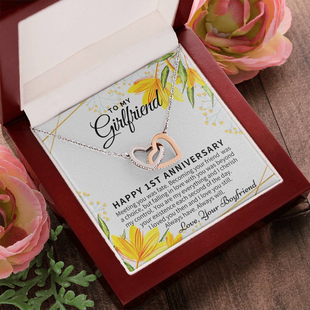 1St Anniversary Gift For Girlfriend Personalized Anniversary Gift One Year Anniversary Gifts 1 Year Anniversary Gift For Girlfriend Interlocking Hearts Necklace