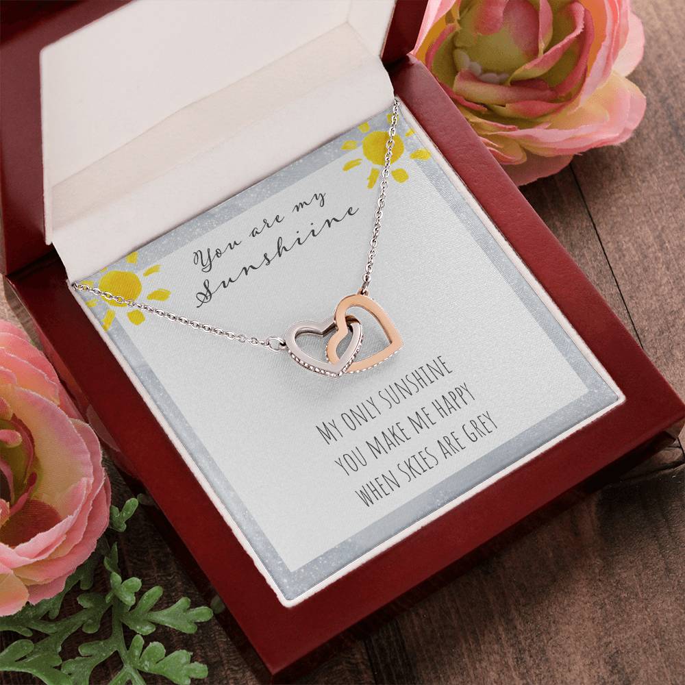 You Are My Sunshine Interlocking Hearts Necklace