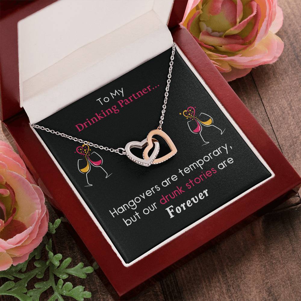 Drunk Stories Are Forever Interlocking Hearts Necklace