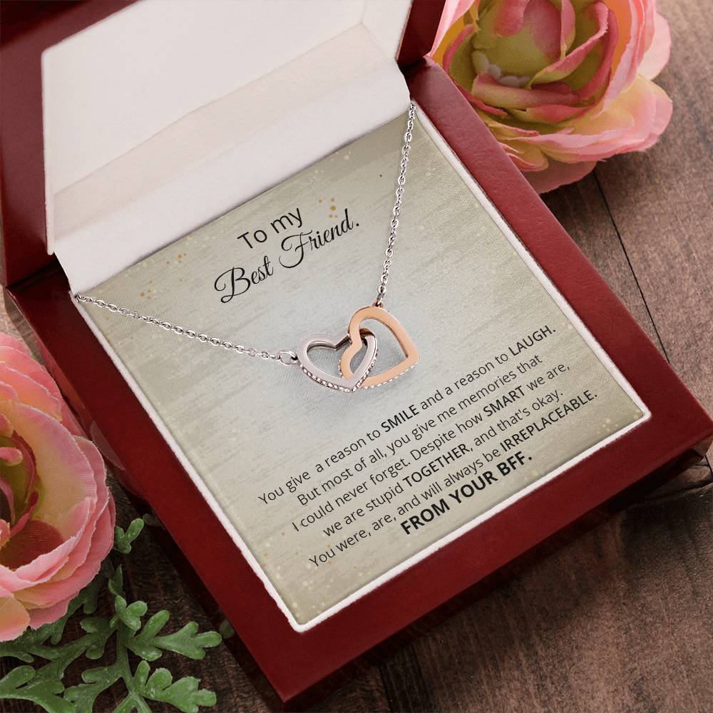 Best Friend - Reason To Smile Necklace Interlocking Hearts Necklace