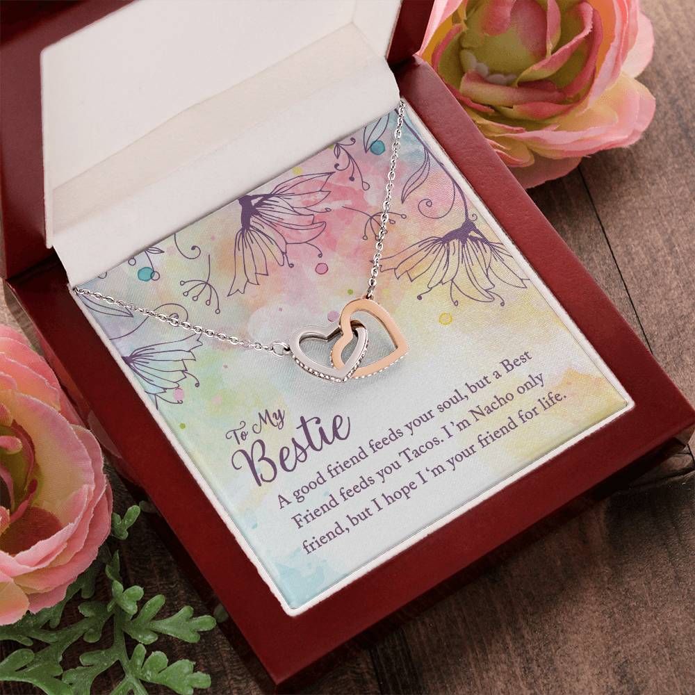 To My Bestie - A Good Friend Feeds Your Soul - Interlocking Hearts Necklace
