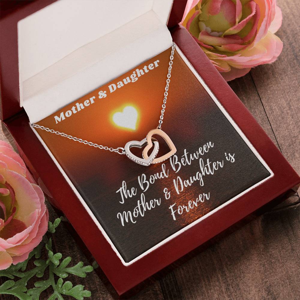 Mother & Daughter Necklace - The Bond Is Forever Interlocking Hearts Necklace