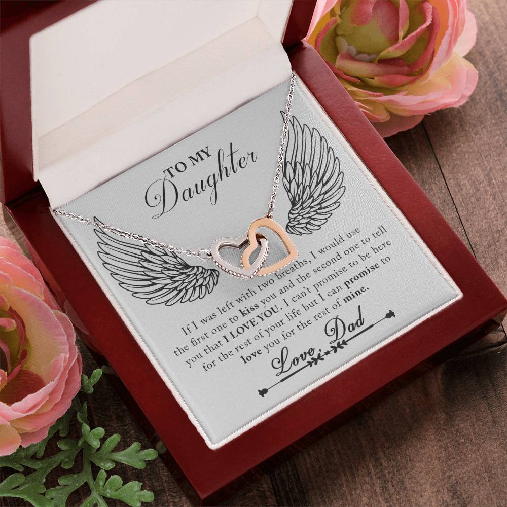 To My Daughter From Dad Interlocking Hearts Necklace Father To Daughter Gift Birthday Gift To Daughter From Dad Daughter Necklace