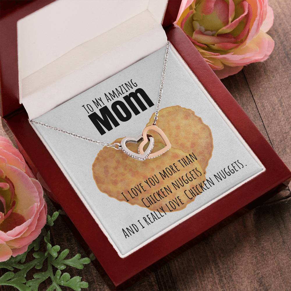 I Love You More Than Chicken Nuggets Interlocking Hearts Necklace