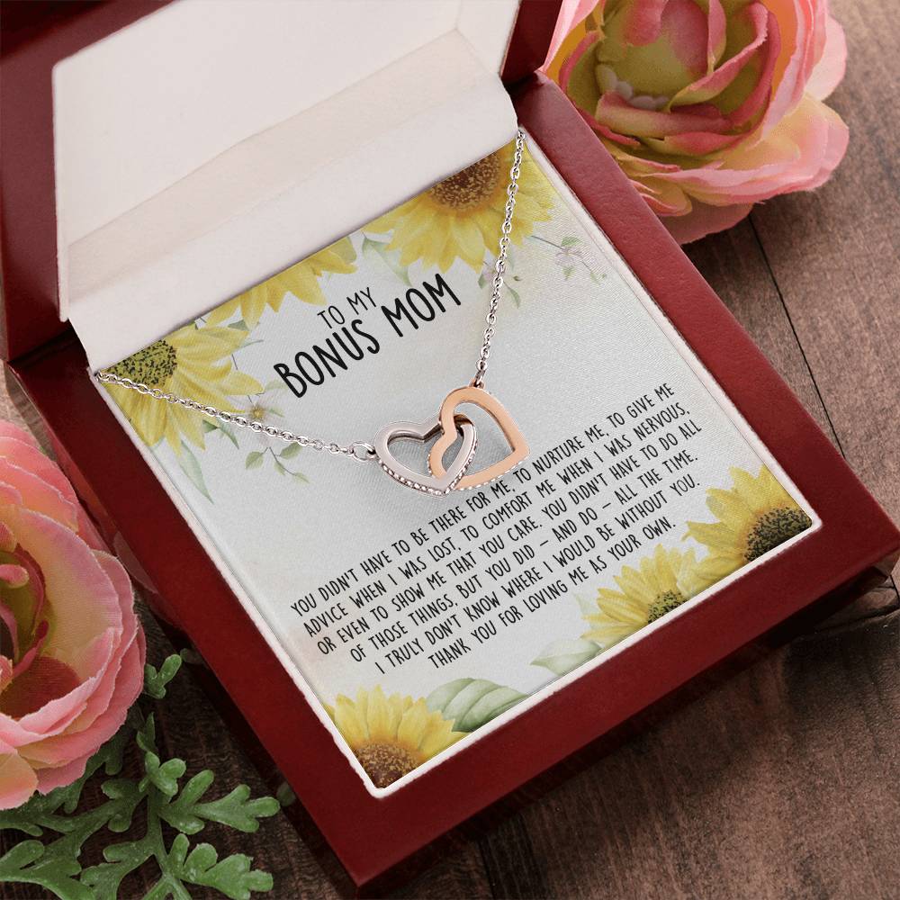 Premium To My Bonus Mom - I Truly Don'T Know Where I Would Be Without You Interlocking Hearts Necklace