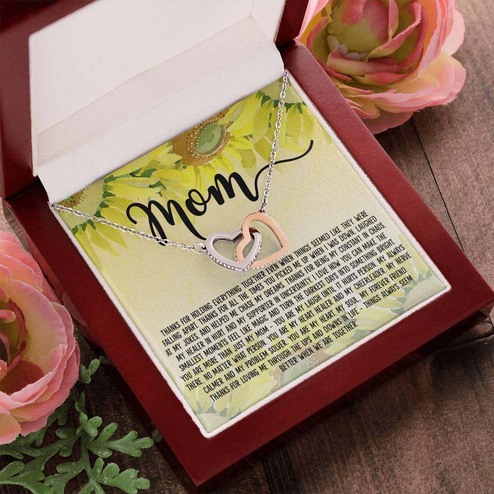 Mom - Things Always Seem Better When We Are Together Interlocking Hearts Necklace