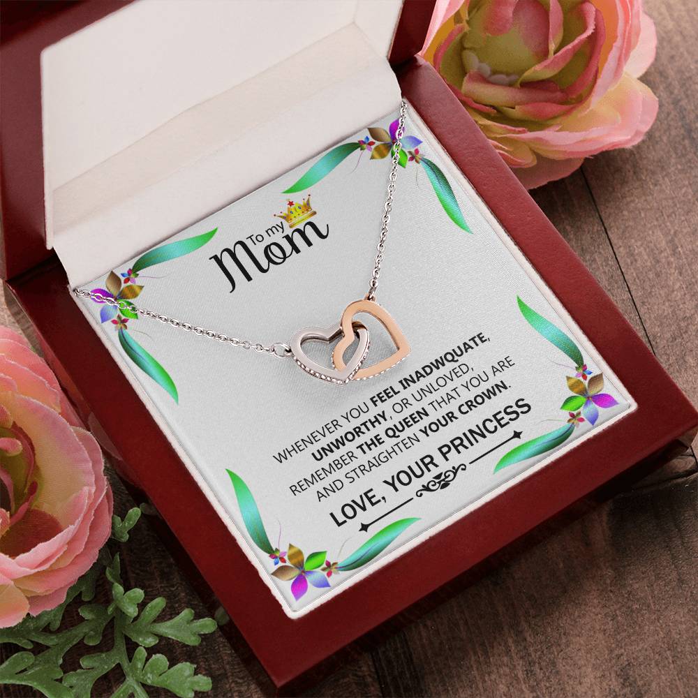 To My Mom Double Hearts Beautyfull Necklace Gift For Mom Mom Gift From Daughter. Interlocking Hearts Necklace