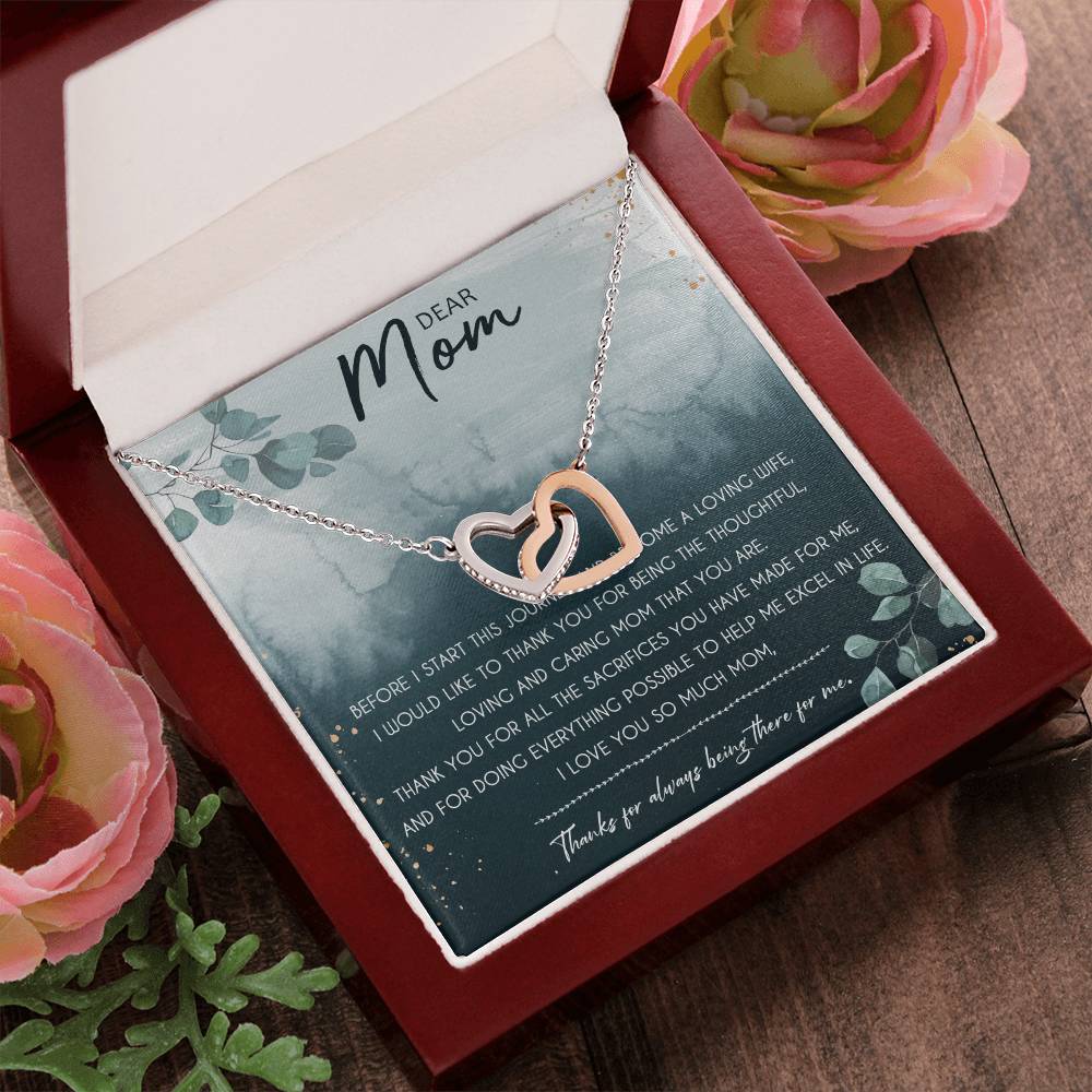 Dear Mom Interlocking Hearts Necklace Message Card