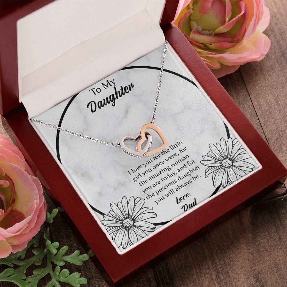 To My Daughter I Love You For The - Love Dad Interlocking Hearts Necklace