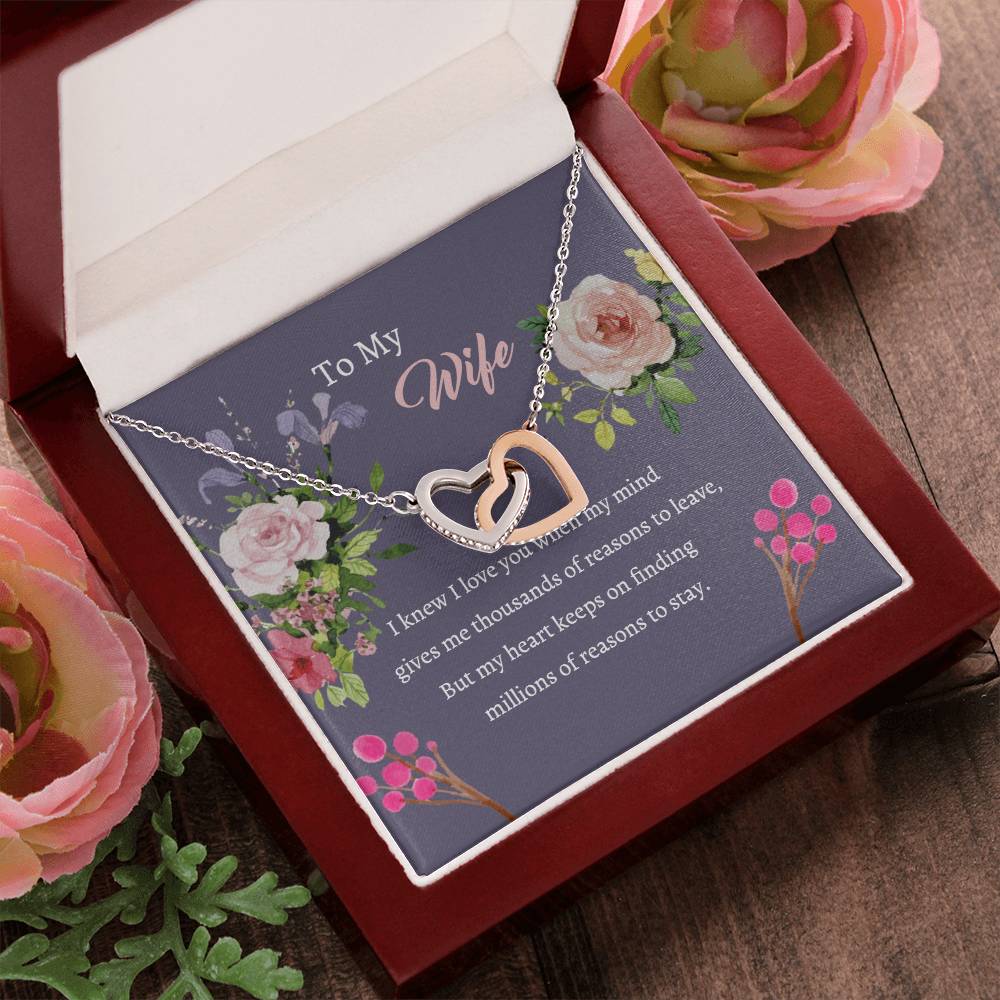 To My Wife - Mind Heart Stay - Necklace Interlocking Hearts Necklace