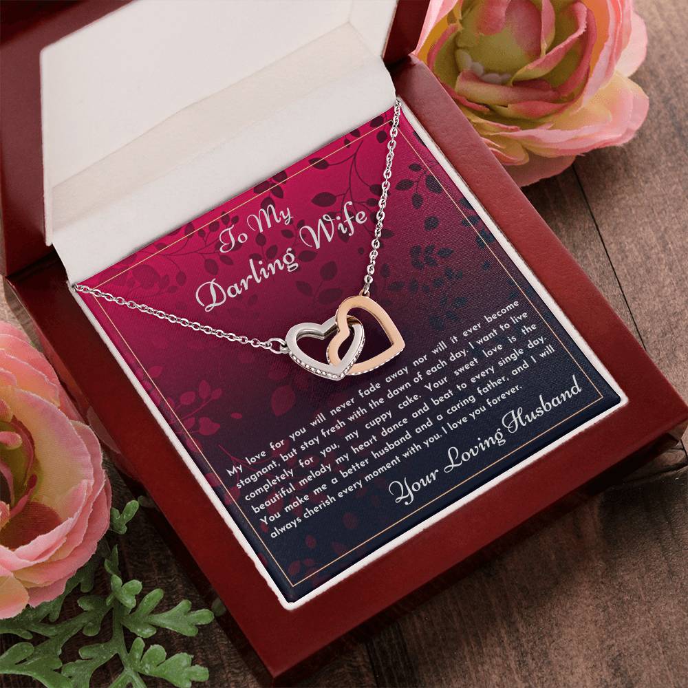 Gift For Wife My Love For You Will Never Fade Interlocking Hearts Necklace