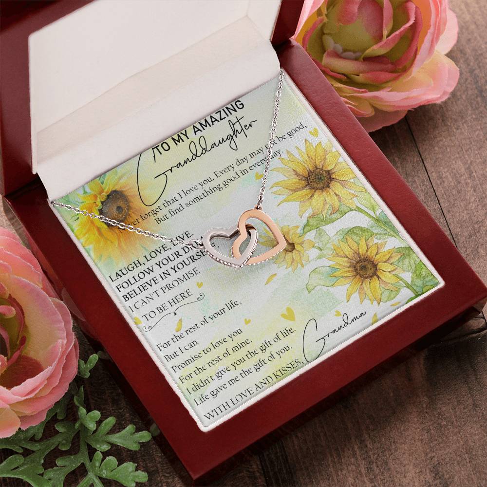 To My Amazing Granddaughter Interlocking Hearts Necklace Message Card