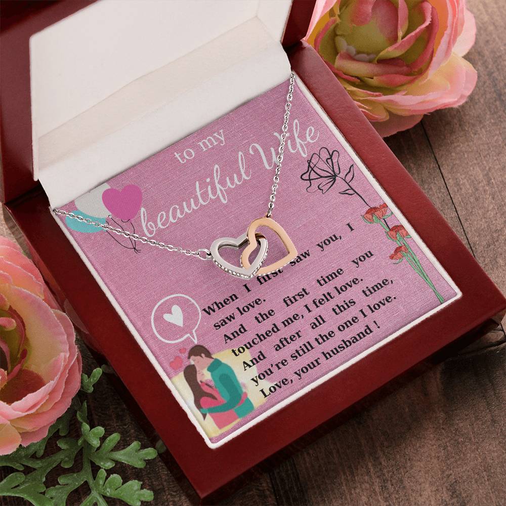 Gift To My Wife Interlocking Hearts Necklace