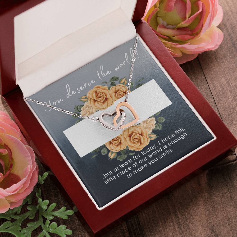 My World - Stainless Steelrose Gold Interlocked Hearts Necklace And Card Interlocking Hearts Necklace