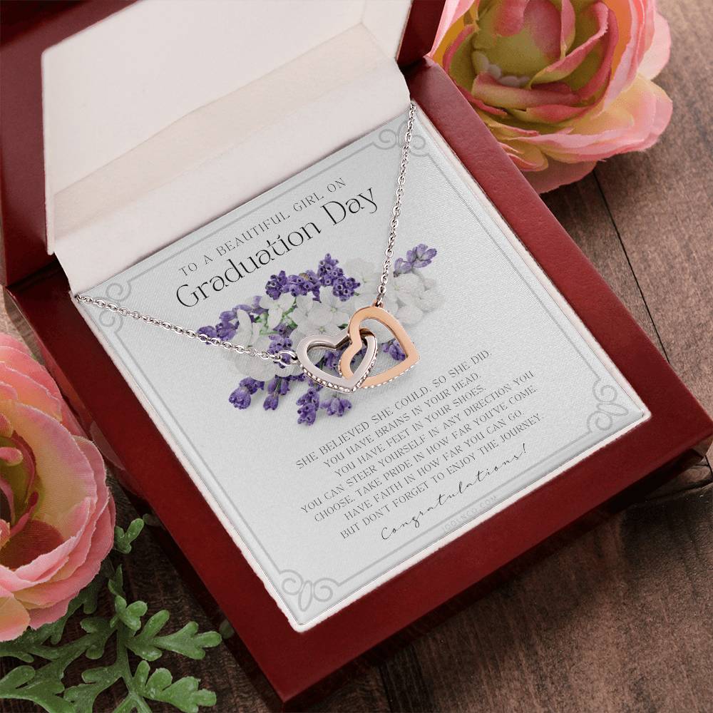 Graduation Gift Necklace For Daughter College Graduation Gift For Her High School Senior Graduation Mba Phd Master Class Of Interlocking Hearts Necklace