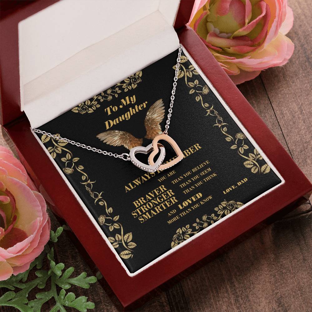 To My Daughter - Two Hearts Interlocking Hearts Necklace