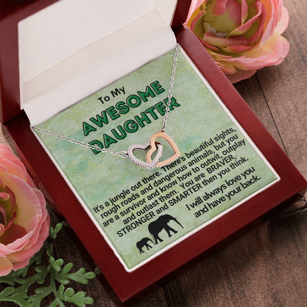 Awesome Daughter Linked Hearts Necklace Gift From Mom Or Dad Interlocking Hearts Necklace