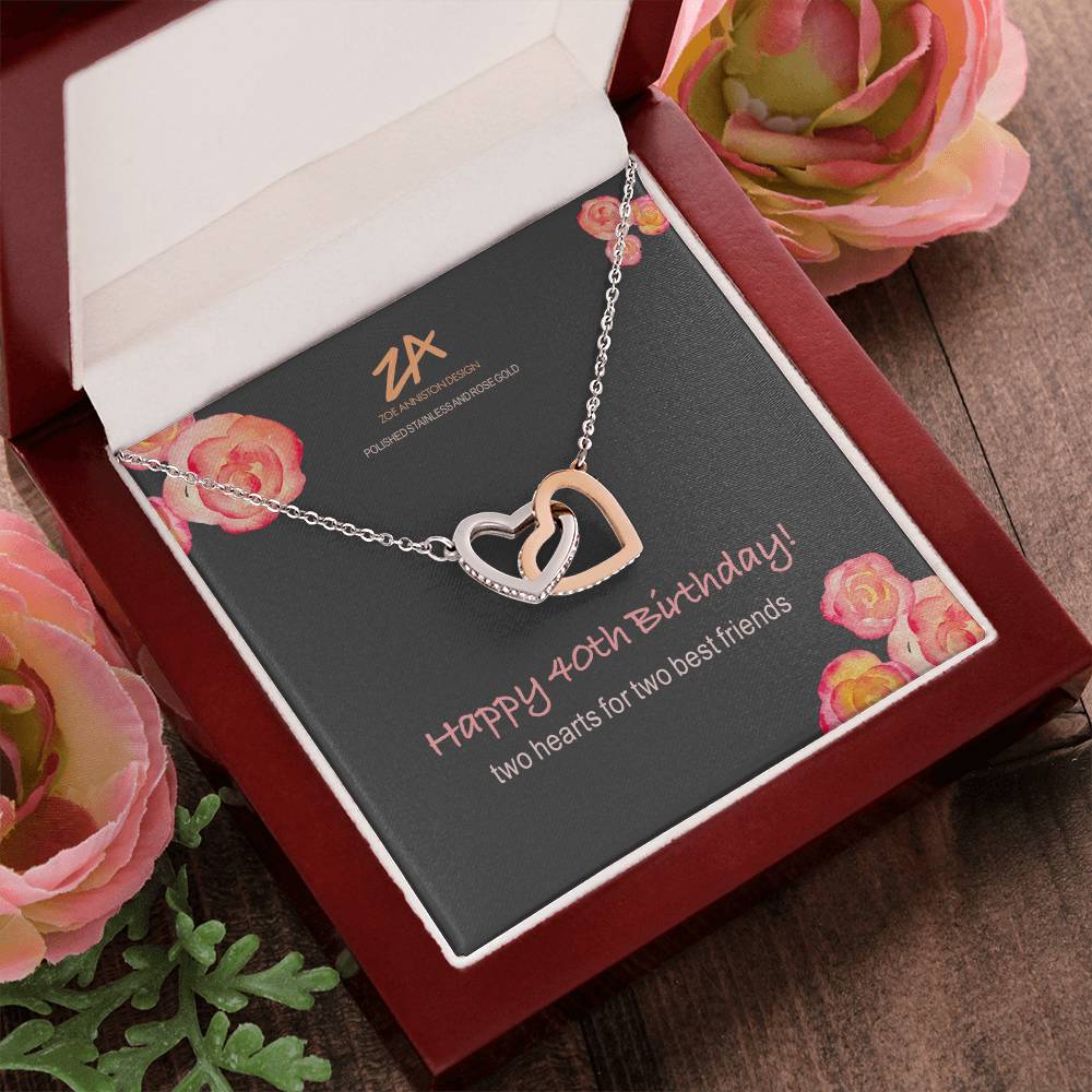 Happy 40Th Interlocking Hearts Necklace