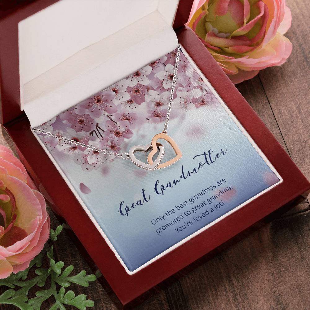 Great Grandmother - Only The Best Grandmas Are Promoted To Great Grandmas - Interlocking Heart Necklace Interlocking Hearts Necklace