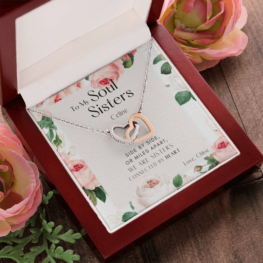 To My Soul Sister Interlocking Hearts Necklace