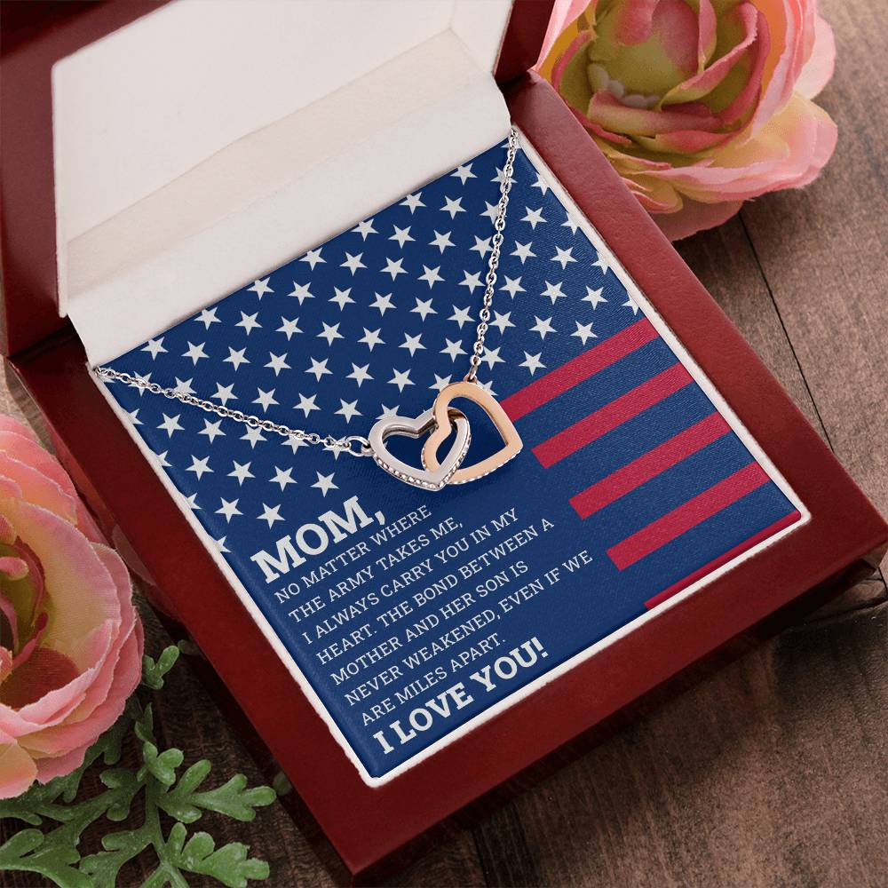 To My Mom - I Love You Message - Tmm05 Interlocking Hearts Necklace