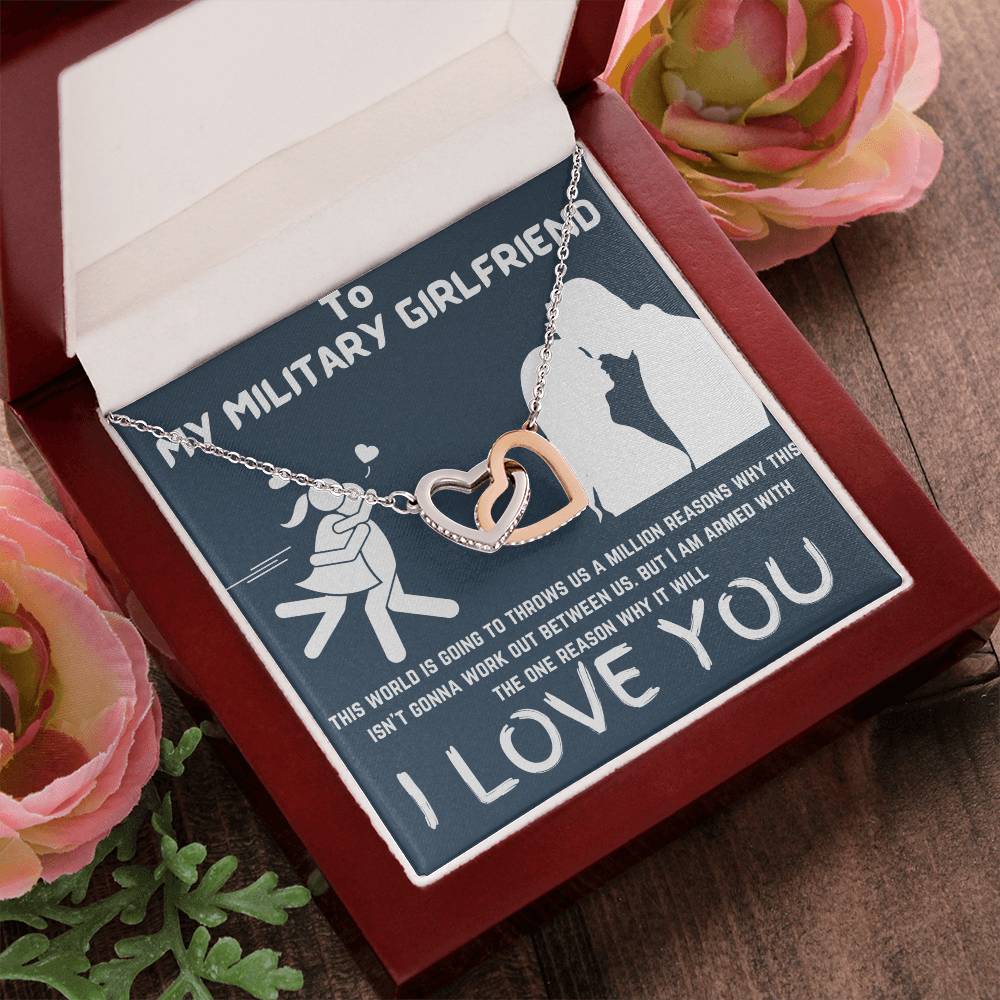 Gift For Military Girlfriend Interlocking Hearts Necklace