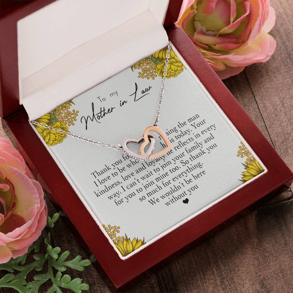 To My Mother In Law Thank You For Raising The Man I Love Heart Necklace Interlocking Hearts Necklace
