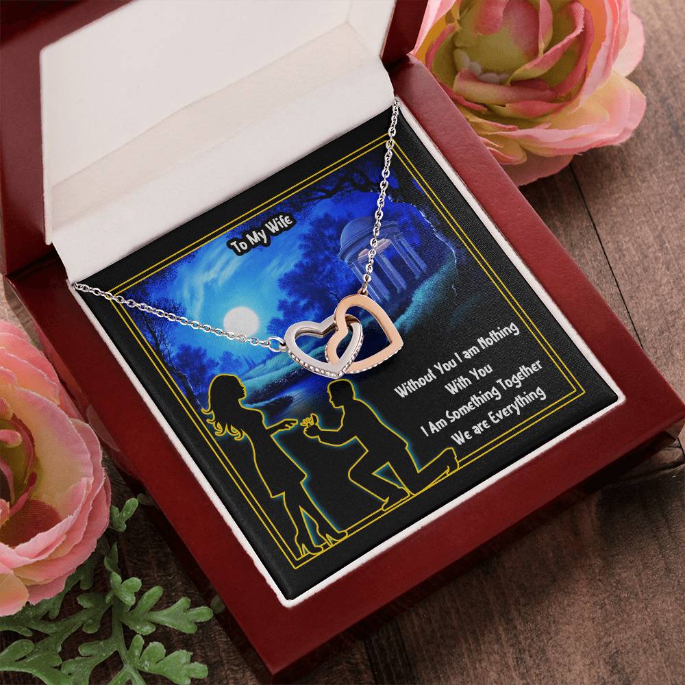 To My Wife Without You I Am Nothing Interlocking Hearts Necklace