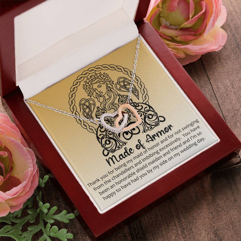 Maid Of Honor Gift Linked Hearts Viking Parody Interlocking Hearts Necklace