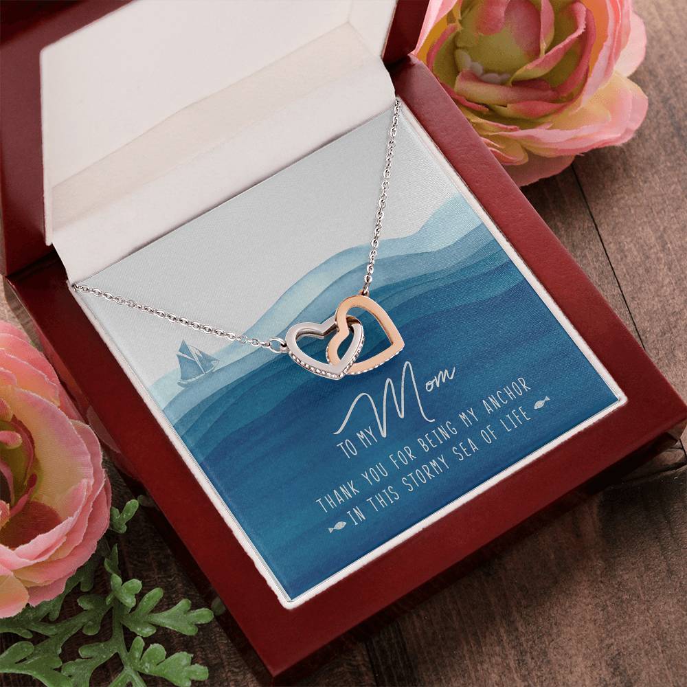 To My Mom My Anchor Interlocking Hearts Necklace Mother'S Day Message Card Gift