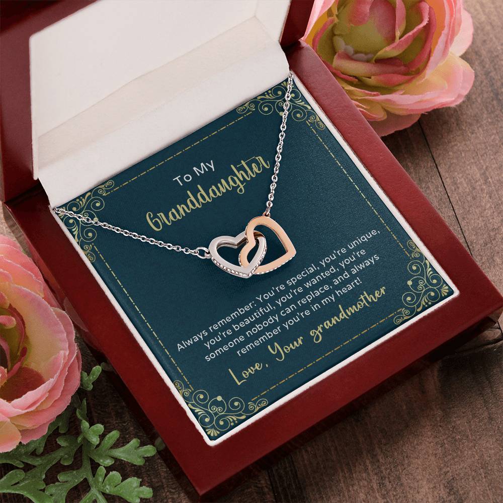 Nobody Can Replace My Granddaughter Heart Necklace Interlocking Hearts Necklace