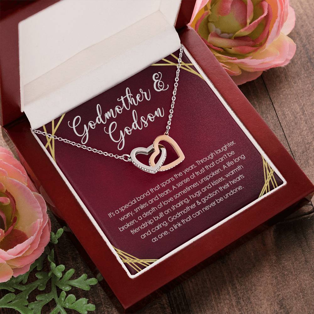 Special Bond Between Godmother & Godson Interlocking Hearts Necklace