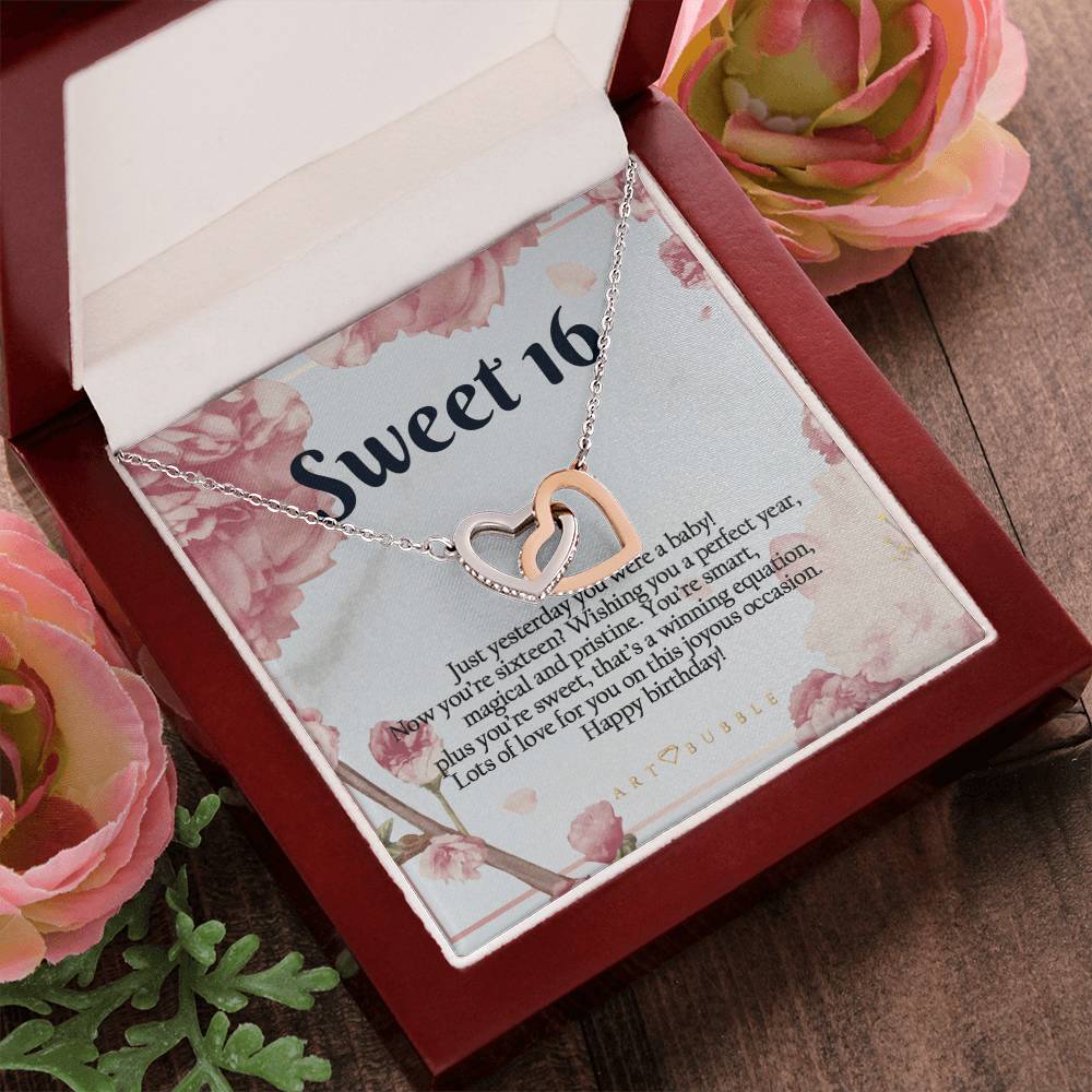Sweet 16 Gift Hearts Necklace Interlocking Hearts Necklace
