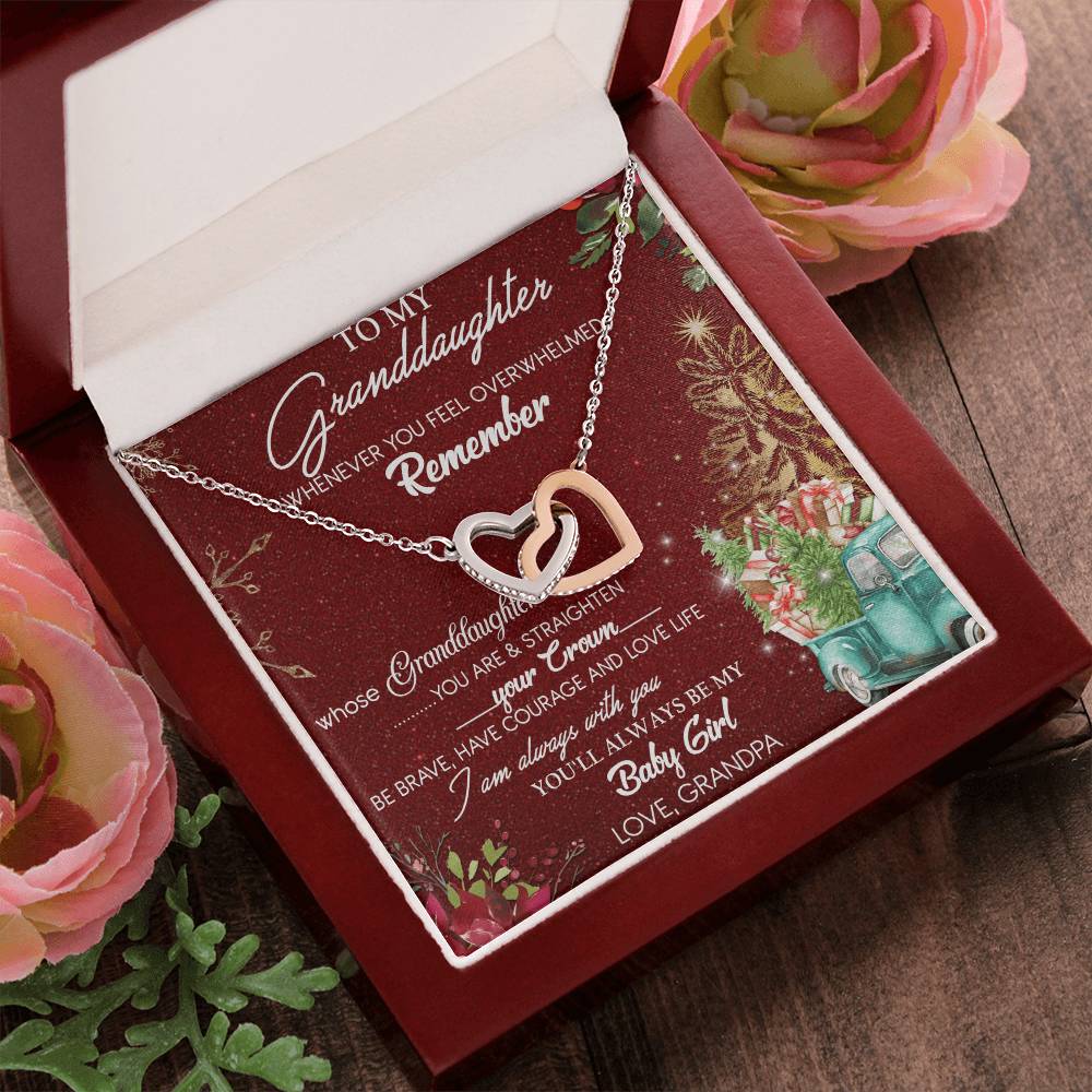 To My Granddaughter Interlocking Hearts Necklace Message Card
