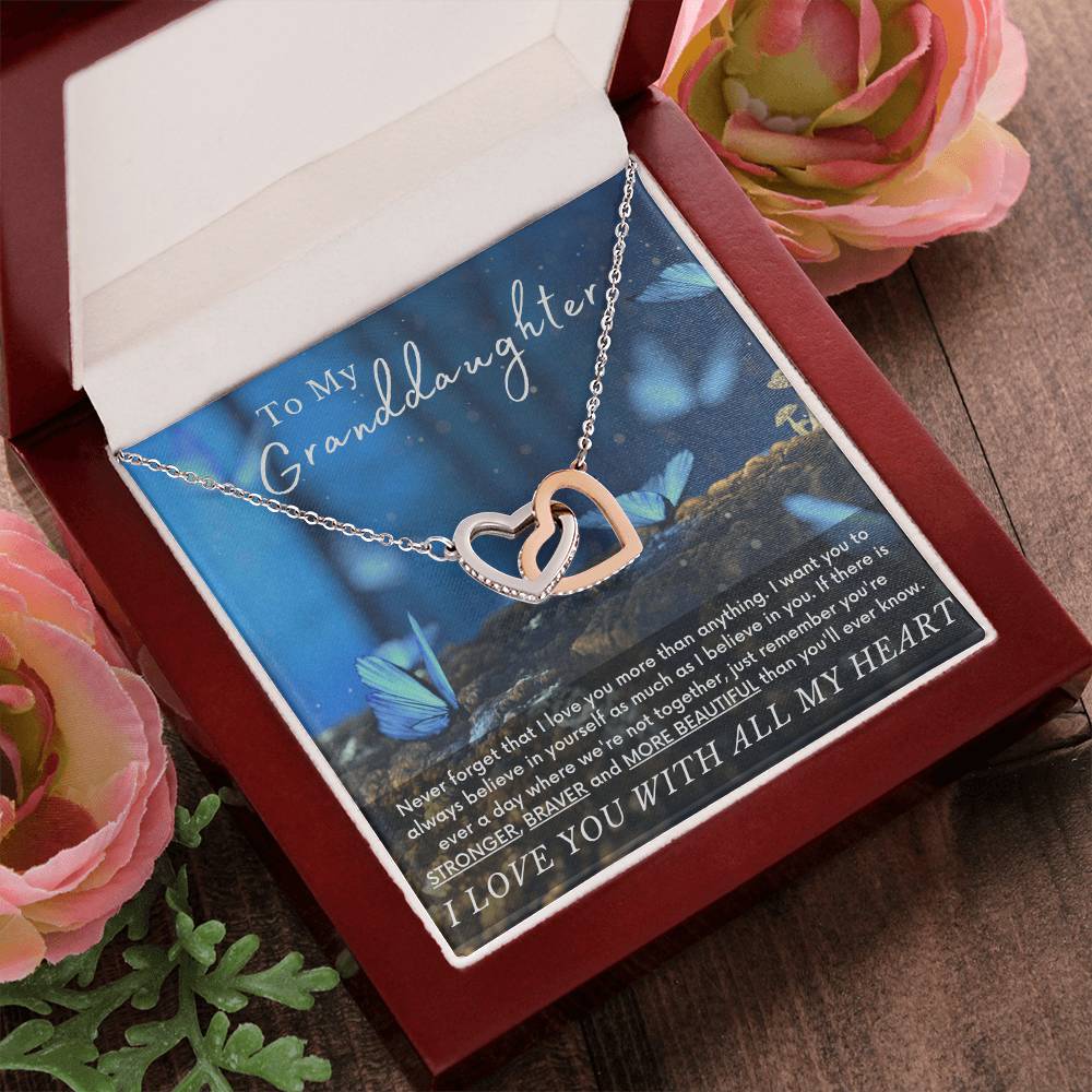 To My Granddaughter Butterfly Necklace - A Unique Gift She Can Cherish Forever Interlocking Hearts Necklace