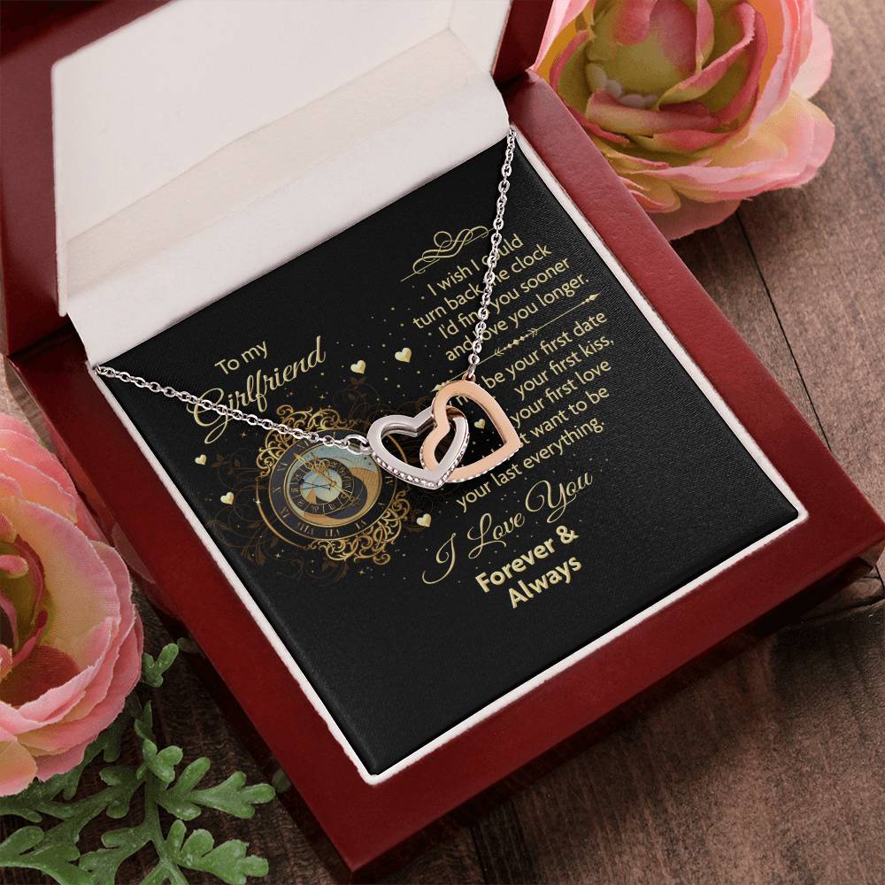 To My Girlfriend - Forever & Always Necklace Interlocking Hearts Necklace