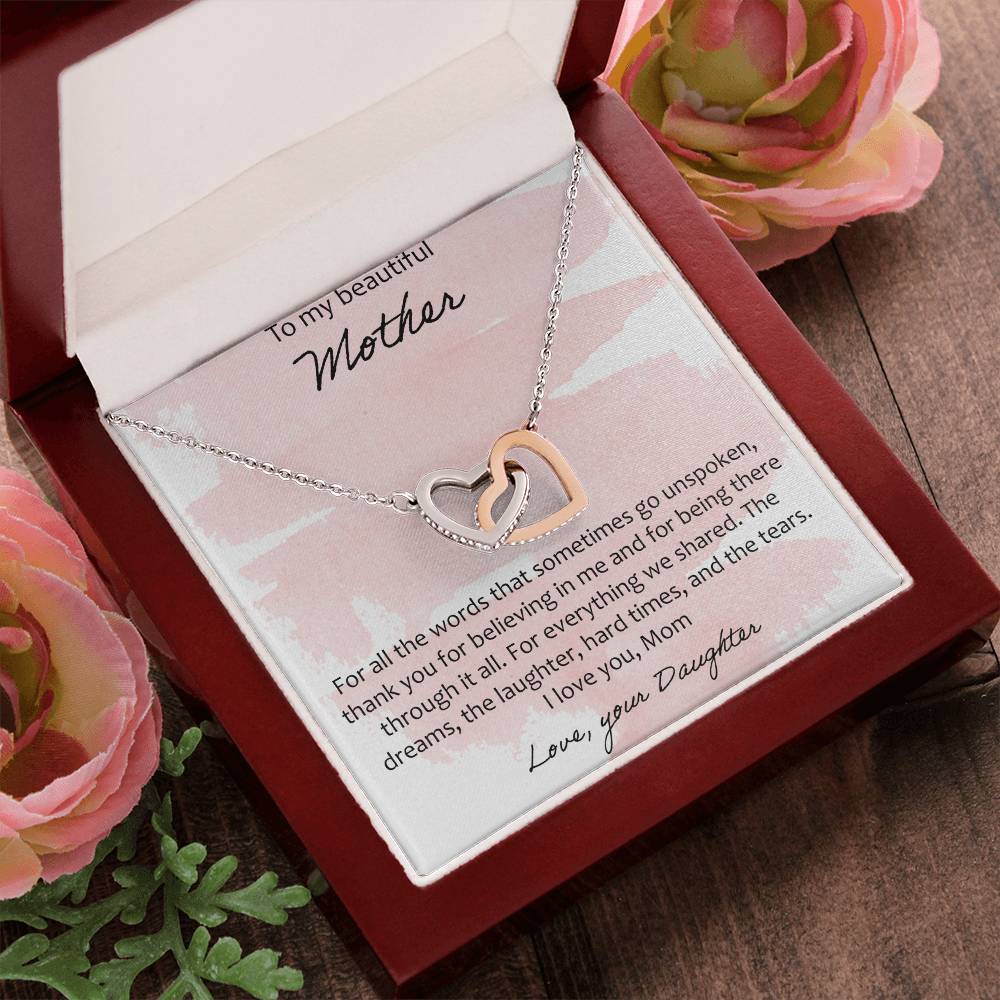 To My Beautiful Mother Interlocking Hearts Necklace