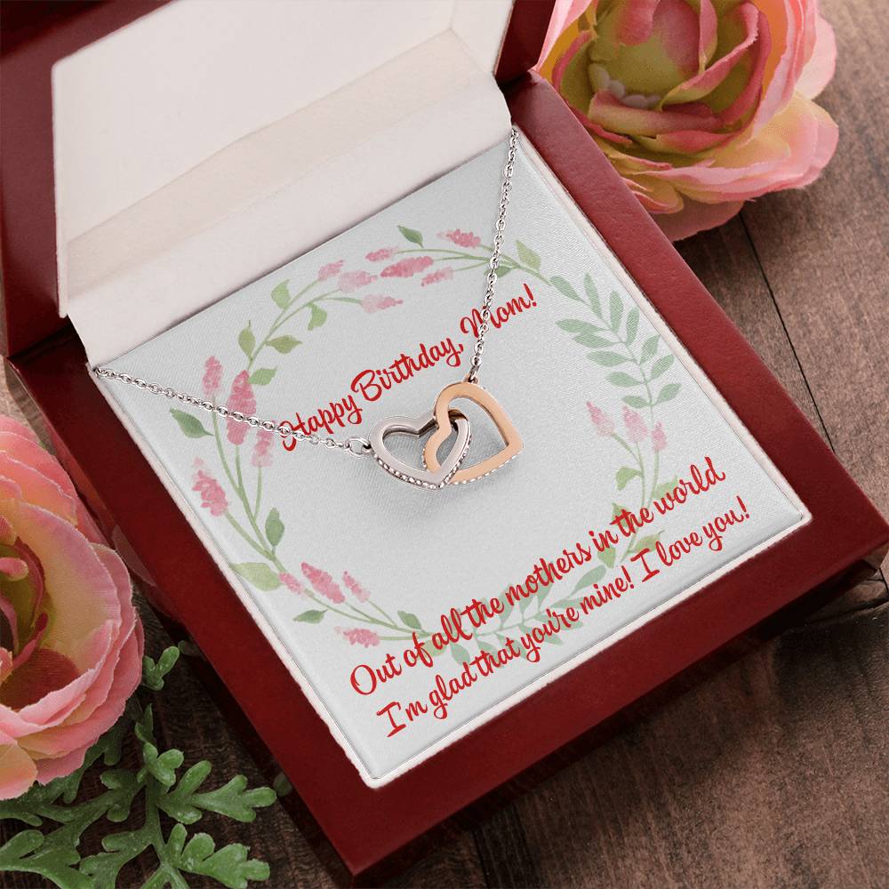Happy Birthday Two Hearts Necklace For Mom Interlocking Hearts Necklace
