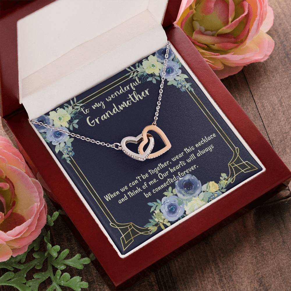 To My Wonderful Grandmother Our Hearts Will Always Be Connected Necklace For Grandmother Gift From Granddaughter Gift From Grandson Interlocking Hearts Necklace