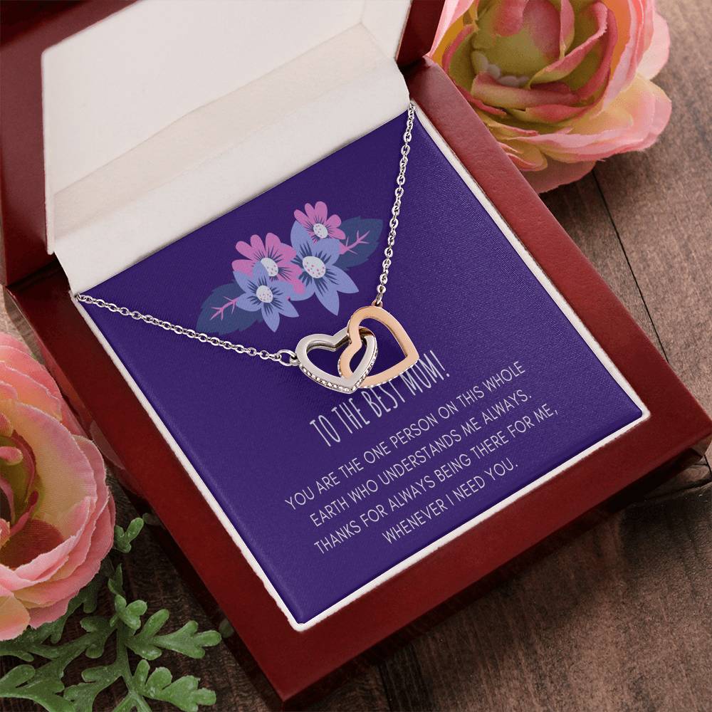 Gift For Mom From Daughter Mother Daughter Necklace Mom Gift From Daughter To My Mother Mother'S Birthday Best Mom Gift Message Card Interlocking Hearts Necklace