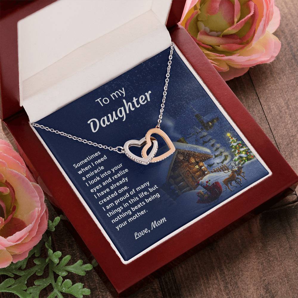 To My Daughter - When I Need A Miracle - Necklace Interlocking Hearts Necklace